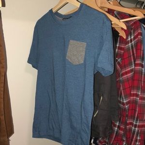 Blue T Shirt with Gray Pocket